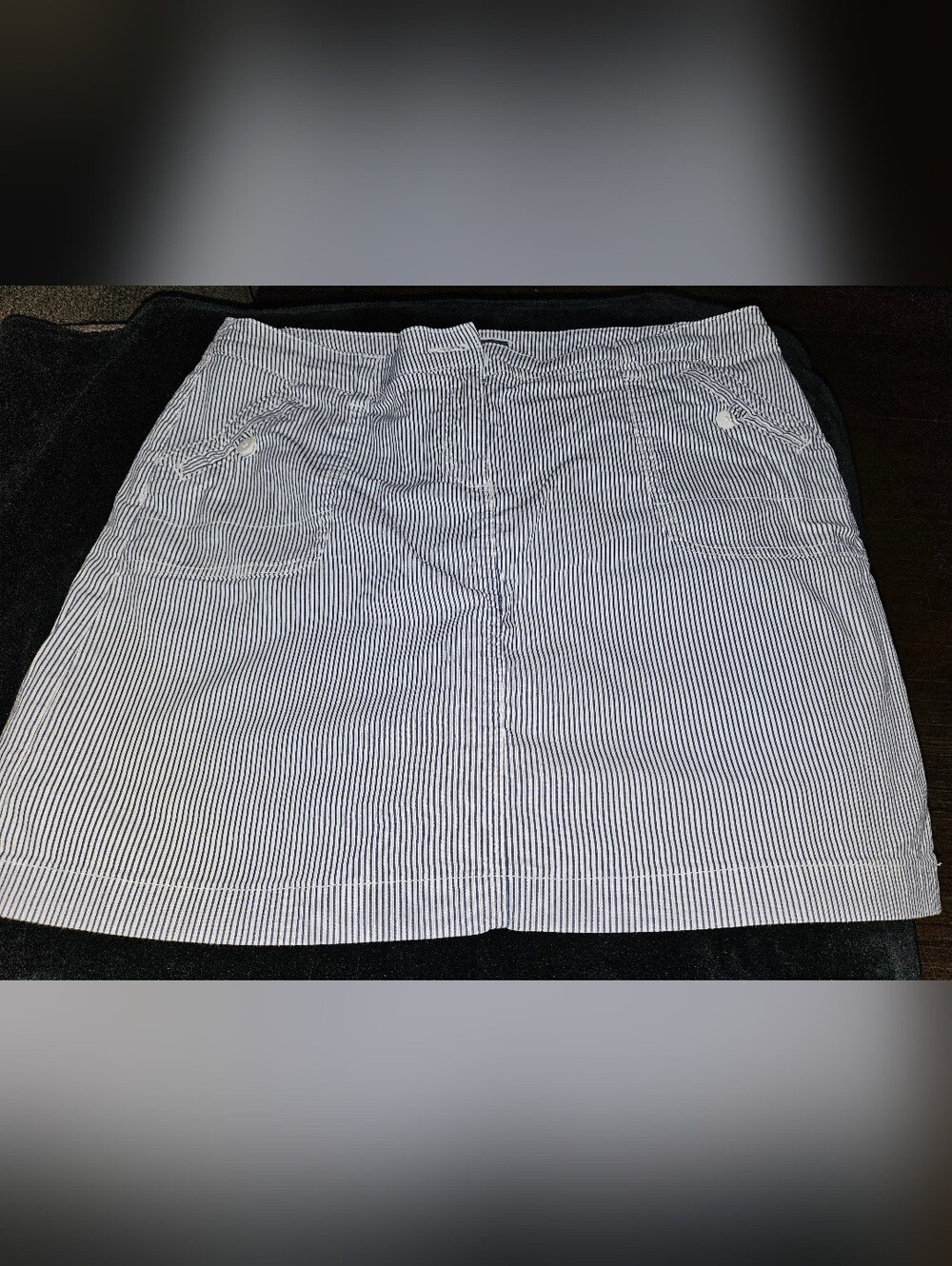 Women's White And  Navy Pinstripes Skort